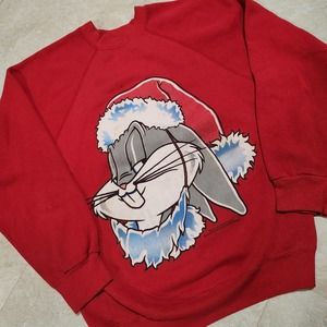 VTG Bugs Bunny Looney Tunes Mens Adult XL Christmas Santa Crewneck Sweatshirt